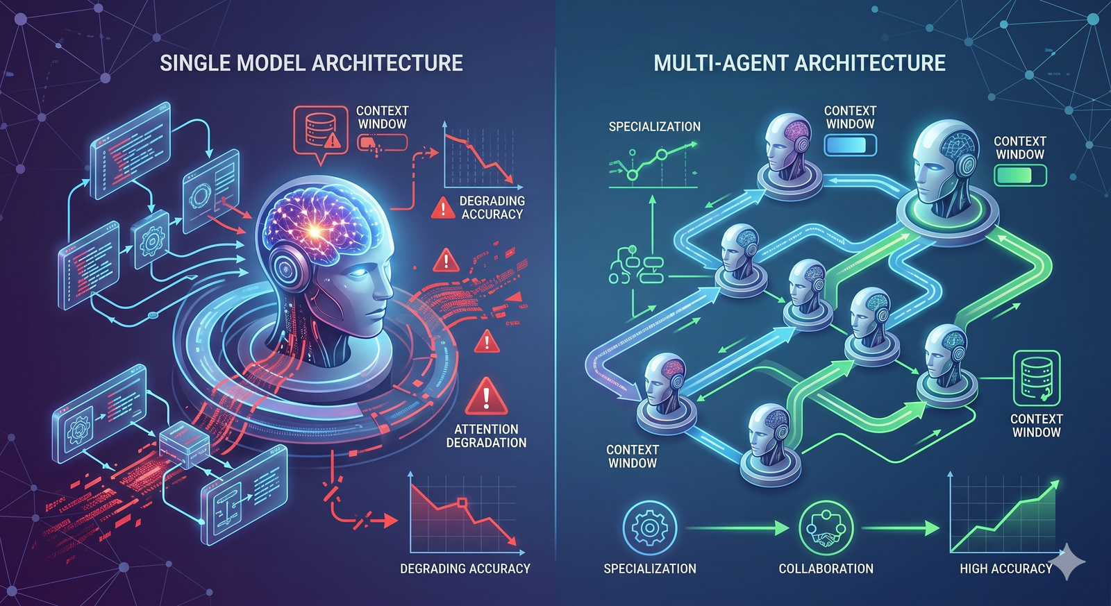 Why AI Quality Degrades on Large Tasks — And How Multi-Agent Architecture Solves It