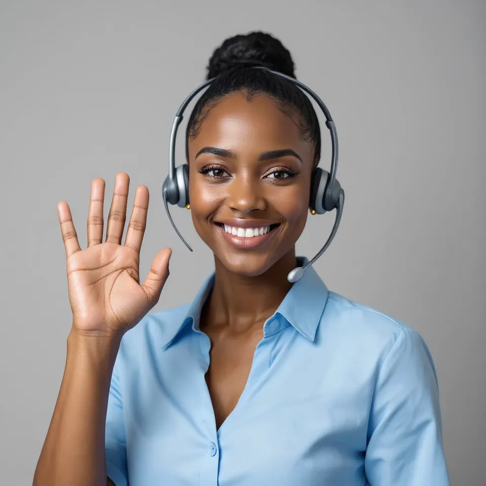 Amara, a lifelike Dapto agent, waving hello